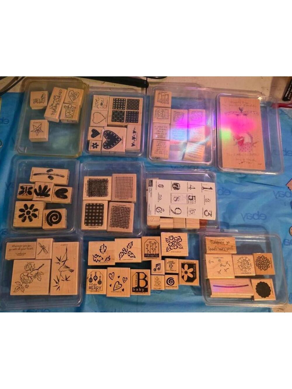 60+ Vtg Stampin' Up! & More Wooden Rubber Stamp Set